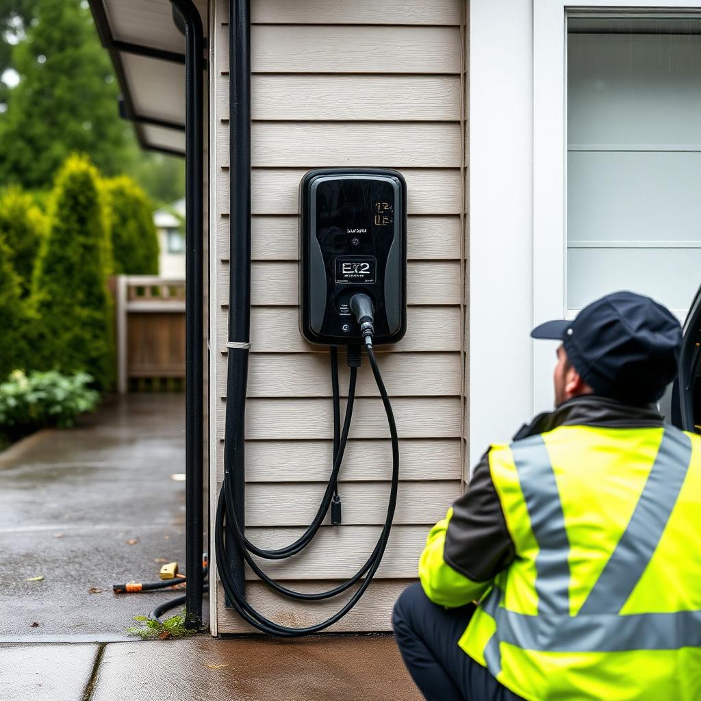 Level 2 EV charger installed in a Vancouver garage by Electric Hero