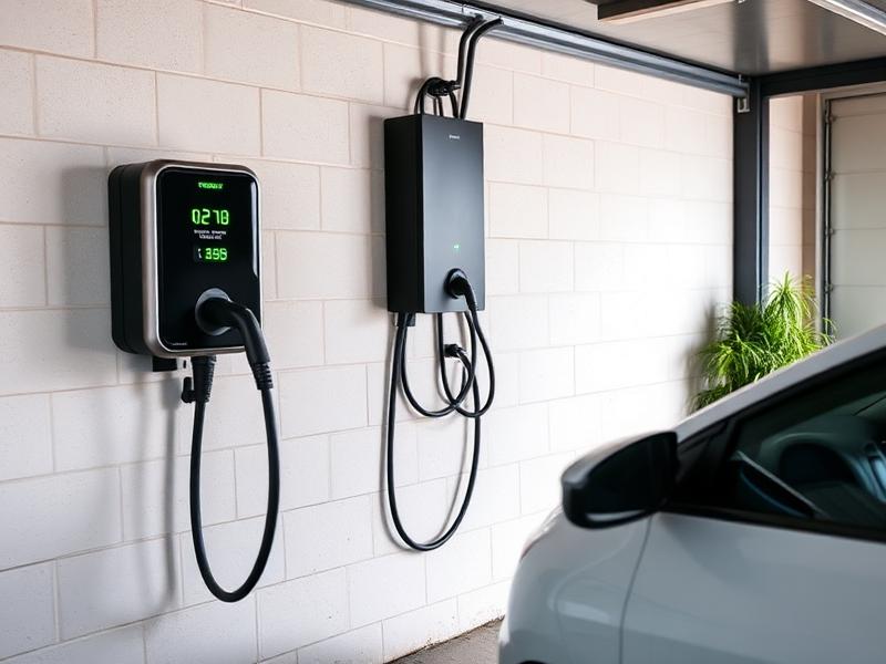 Electrician wiring a residential EV charger