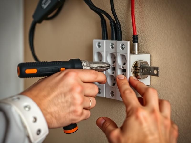 Electrician troubleshooting a circuit breaker
